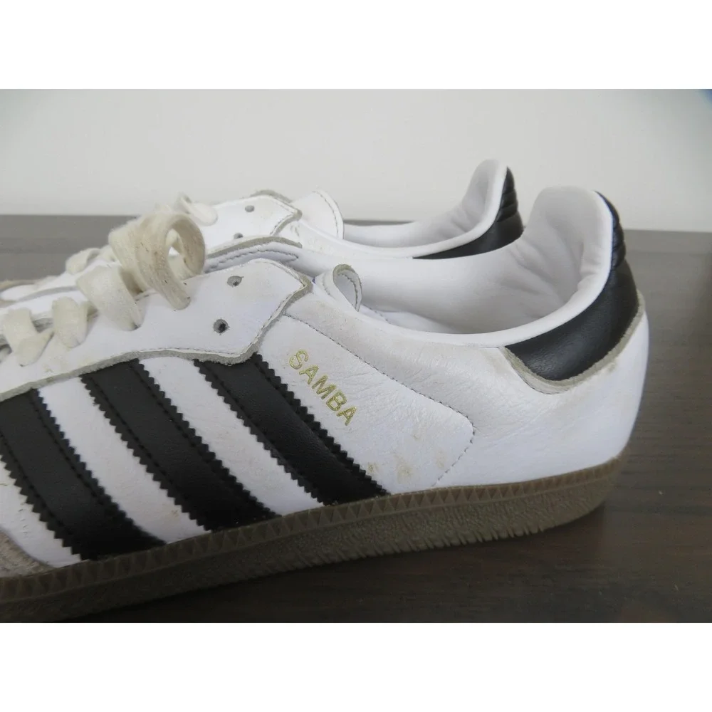 Adidas Samba Shoes Mens Size 9.5 White Black Leather Sneakers Soccer B75806